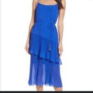 Chelsea 28 Blue Ruffled Tiered Midi Dress Size 2